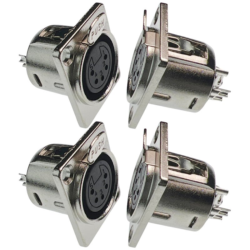 CESS 5 Pin XLR Female Socket Connector Panel/Chassis Mount (4 Pack) - Image 4